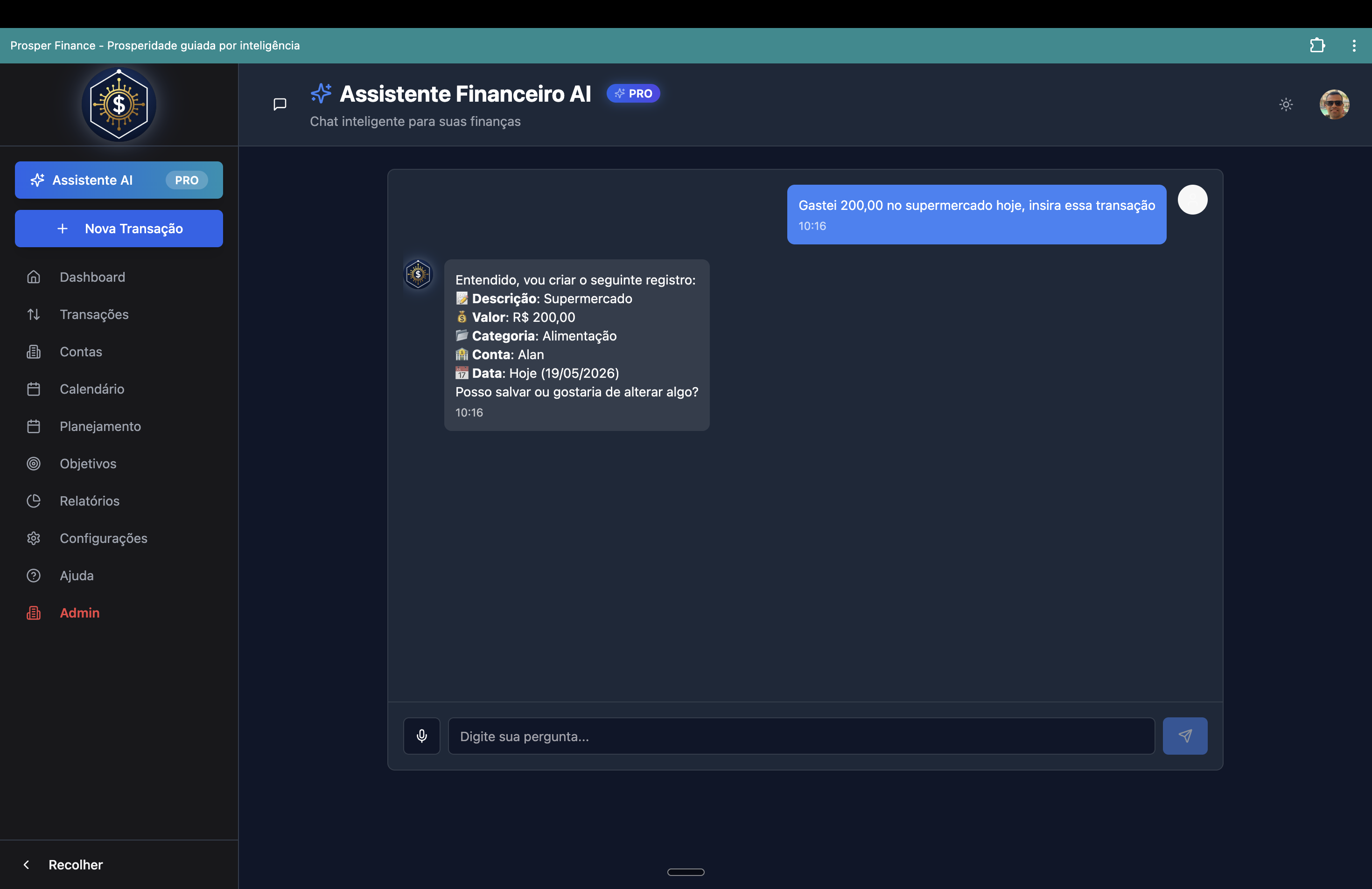 Chat com o assistente AI no desktop